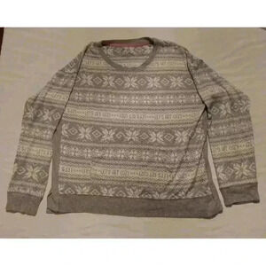 Cuddl Duds Lets Get Cozy Lounge Shirt Gray Size L